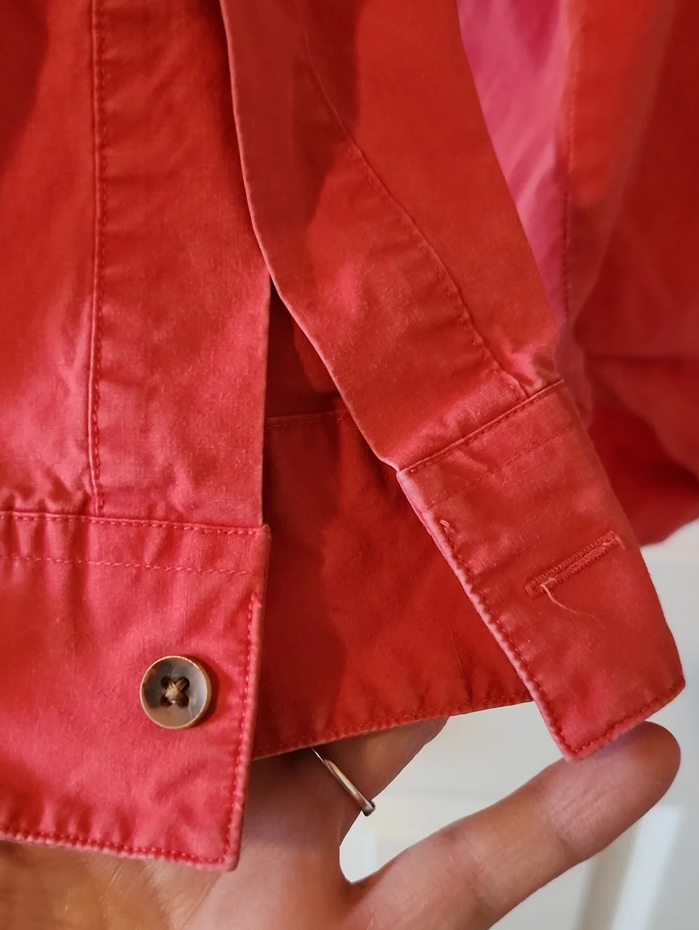 Rare ! VTG Banana Republic Men's Coral Red Button-Up Shirt Sz L 100% Cotton